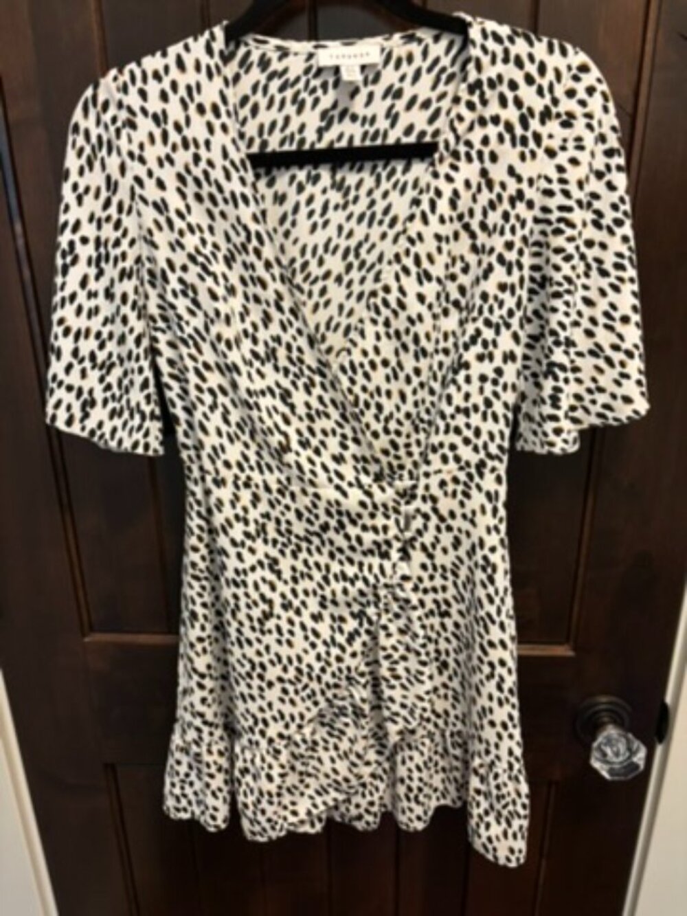 Topshop Dalmatian Spot Print Mini Wrap Dress Sz 2